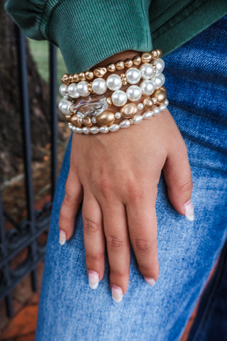 Pretty In Pearls Bracelet Stack • Gold