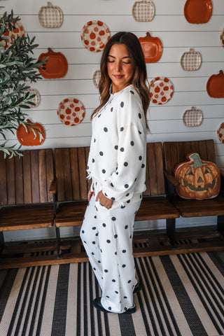 Fireside Fun Dotted Pant Set • Cream