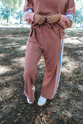 Up Next Color Tape Pant Set • Mauve