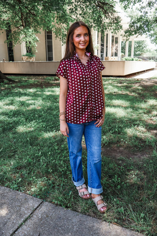 Class Act Polka Dot Top • Wine