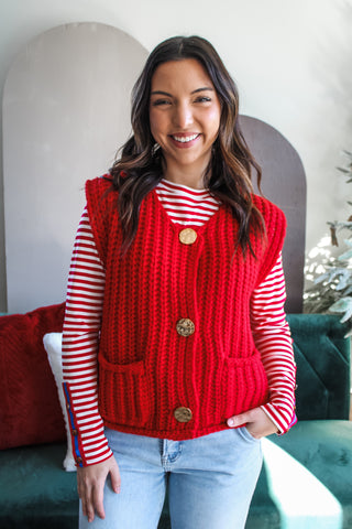Warm Me Up Sweater Vest • Red