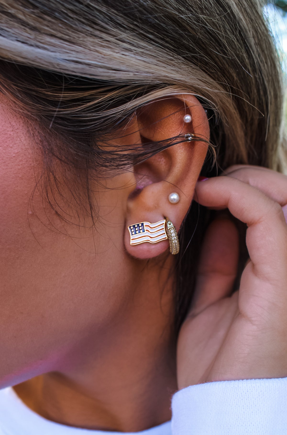 Flag Stud Enamel Earrings