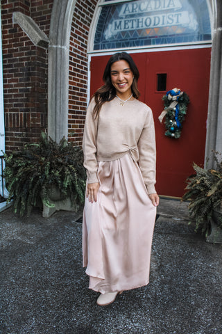 Satin Stunner Tank Dress • Champagne