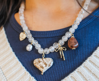 Grateful Hearts Stone Charm Necklace