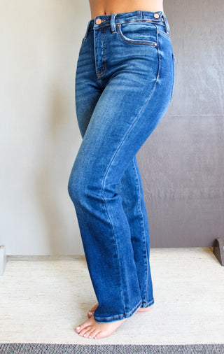 Arden Adjustable Waist Straight | Tummy Control • Dark Wash