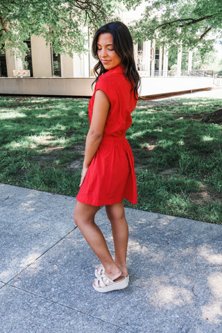 Miss Independent Pocket Dress • Red