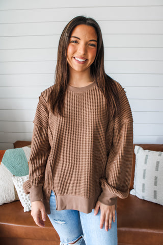 Long Weekends Waffle Knit • Mocha Brown