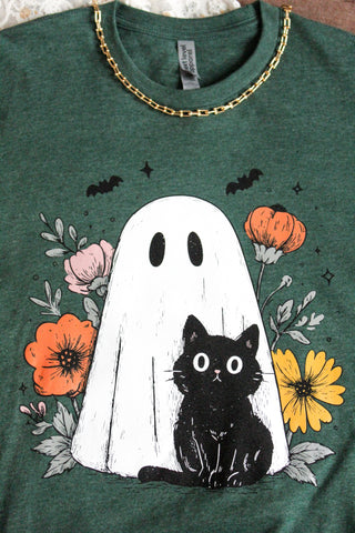Purr-fectly Spooky Graphic Tee • Heather Green