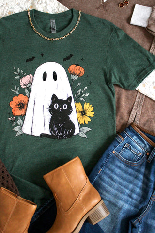 Purr-fectly Spooky Graphic Tee • Heather Green