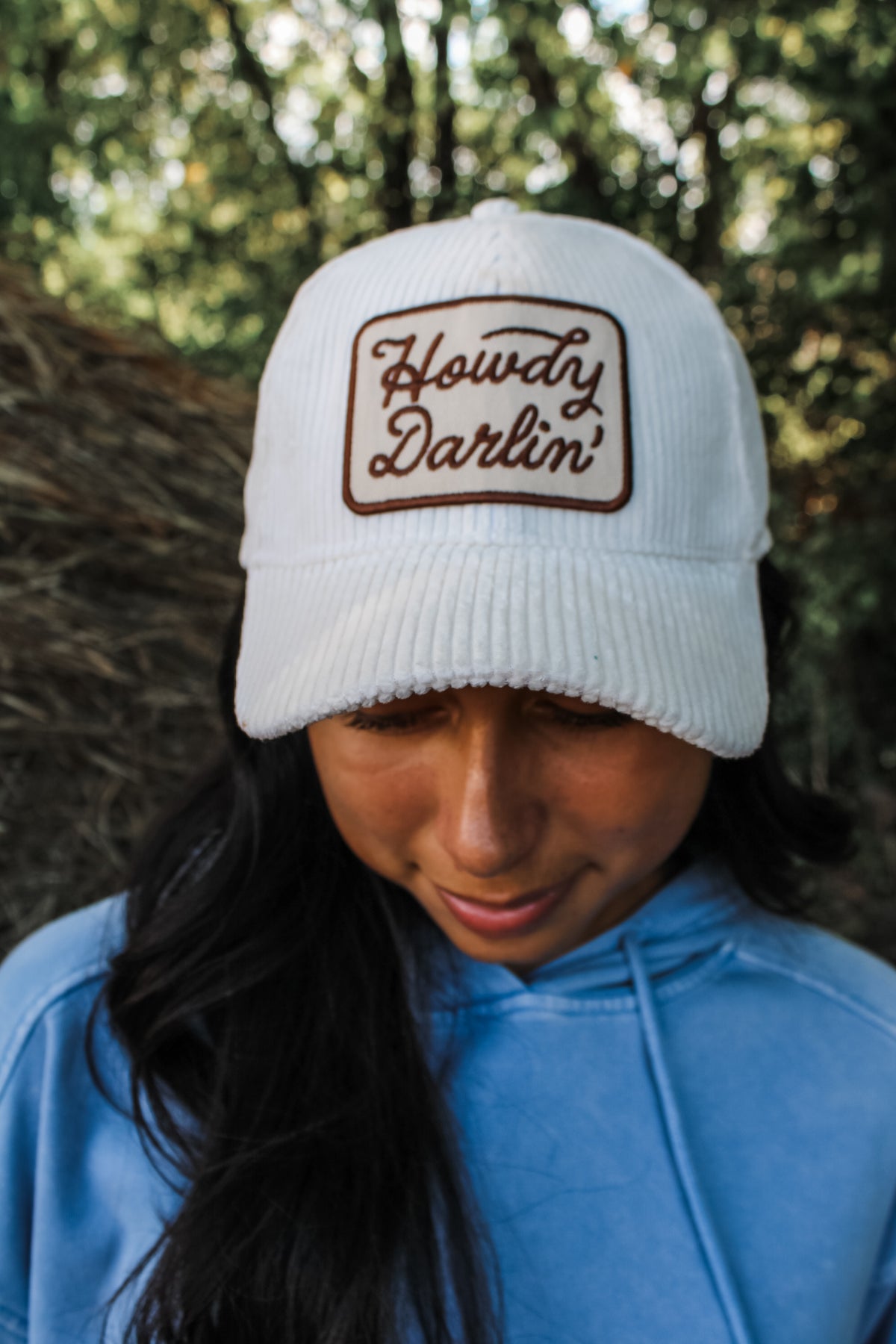 Howdy Darlin’ Cord Trucker Hat • Ivory