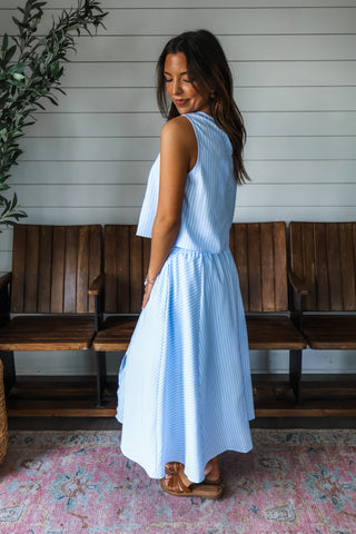 Beautiful Breeze Skirt Set • Blue Pinstripe