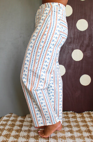 Poppy Printed Wide Leg Pants • Cream