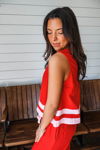 Sunset Views Linen Top • Red - FINAL SALE