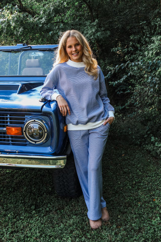 Fall In Line Pant Set • Blue Stripes