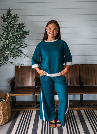 Leisure Lineup Pant Set • Teal Green