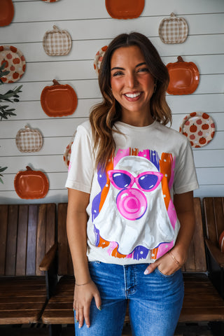 Boo & Bubbles Ghost Graphic Tee • Cream