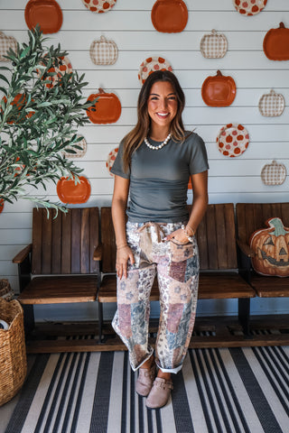 The Ruched Essential Tee • Ash Jade