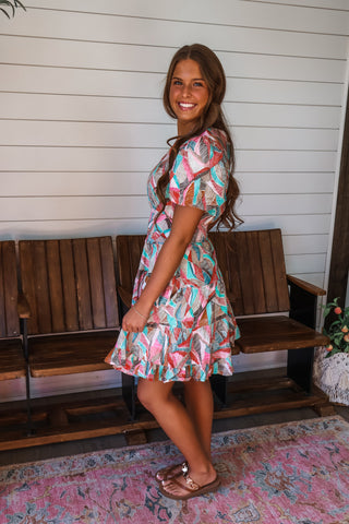 Colorful Paradise Pocket Dress • Red Multi