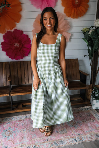 Picnic Pretty Gingham Midi • Olive