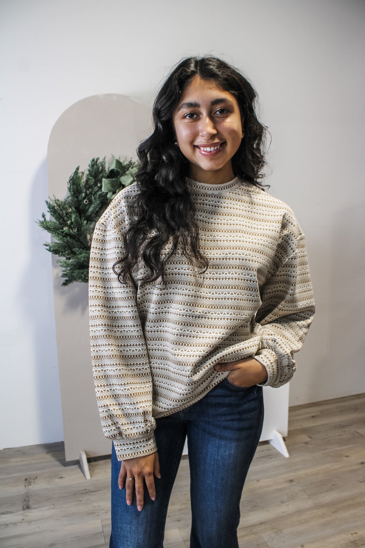 Holiday Charm Fairisle Pullover • Tan Mix