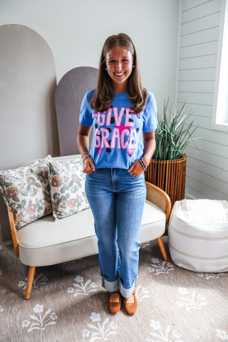 Give Grace Graphic Tee • Heather Blue