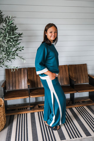Leisure Lineup Pant Set • Teal Green