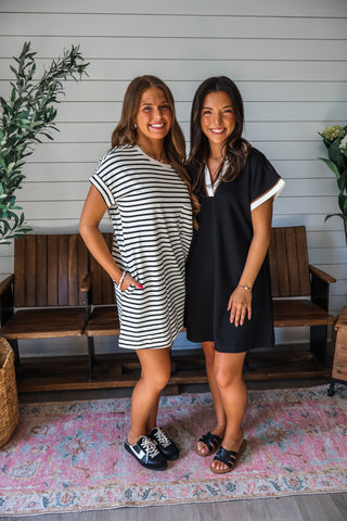 On Deck Pocket Dress • Black Stripe