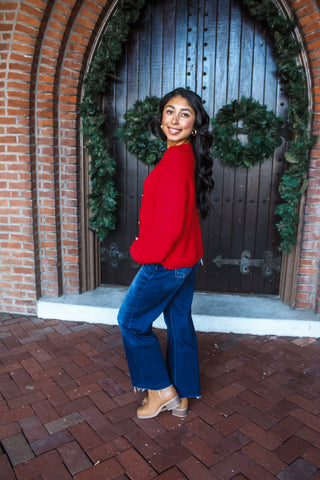 Make It Memorable Chunky Rib Cardigan • Red