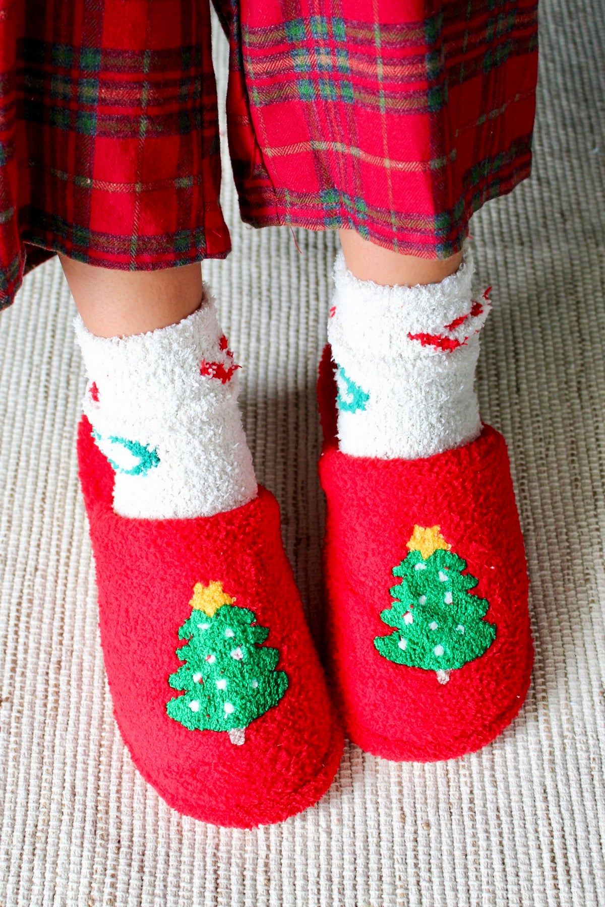 Oh Christmas Tree Slippers • Red