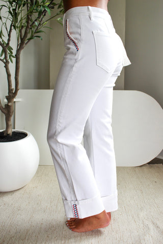 Reese Front Seam Straight Leg • White