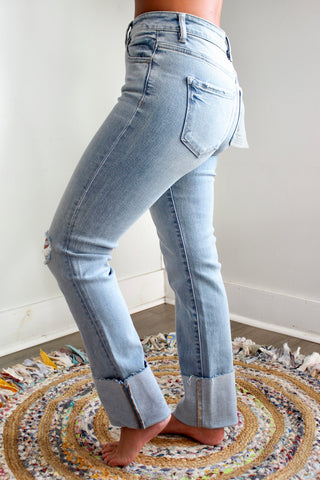 Kenley Wide Cuff Straight • Light Wash