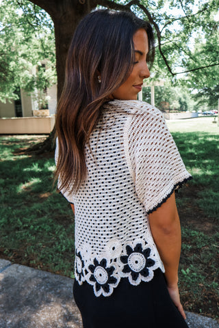 Pretty Impressive • cream black crochet cardigan