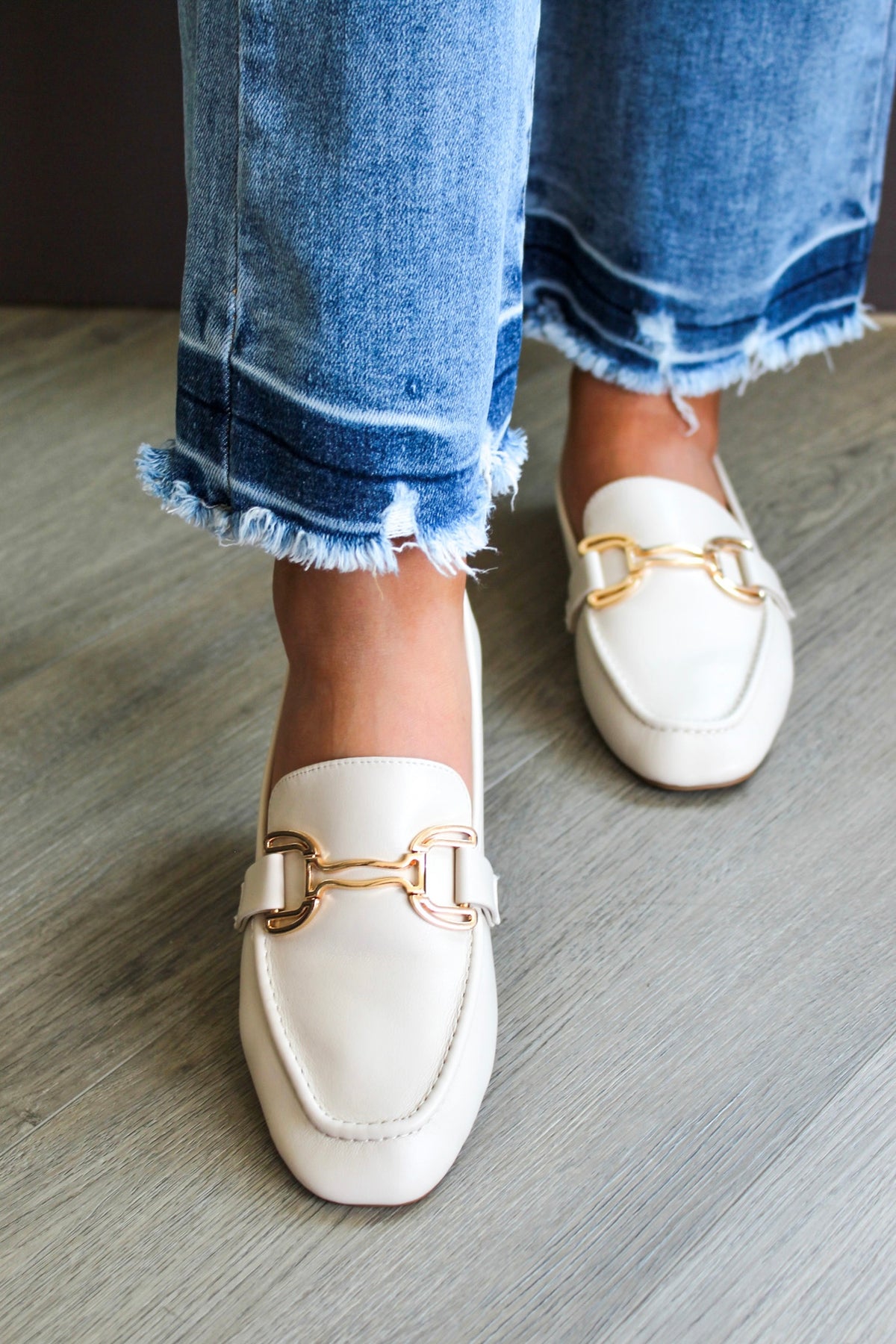 Lottie Gold Bit Loafer • Ivory