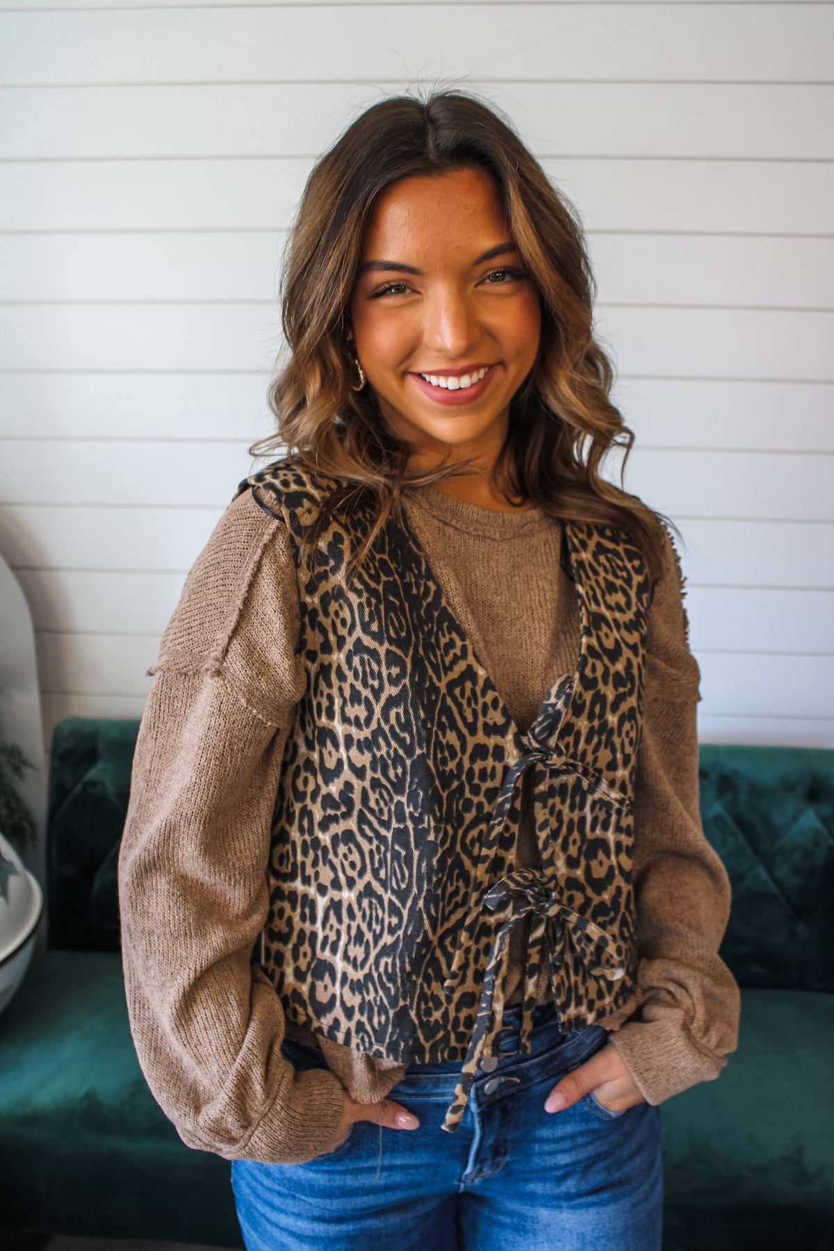 Wild Streak Denim Leopard Vest