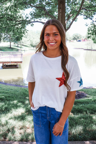 Summer Sale 21 • Sequin Star Patch Top | PLUS Available - FINAL SALE