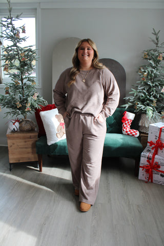 Home For The Holidays Pant Set • Mocha - PLUS