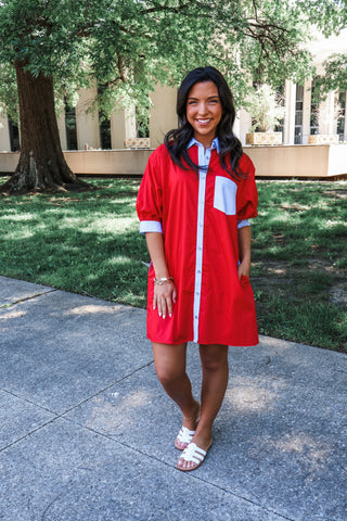 Sweet Liberty Shirtdress • Red