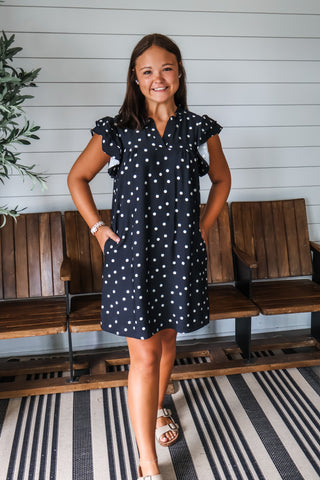 Pretty Dots Pocket Dress • Black