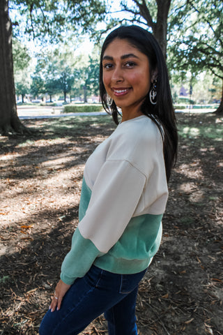 Aspen Two Tone Pullover • Sage - FINAL SALE