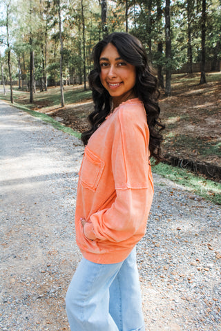 Double The Fun Pocket Pullover • Orange Crush