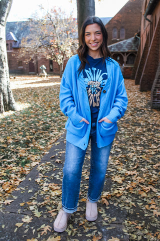 By The Fireside Cardigan • Electric Blue