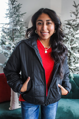 Fireside Feels Quilted Jacket • Black