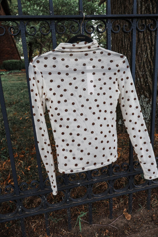 Pretty Polka Dot Mesh Top • Cream