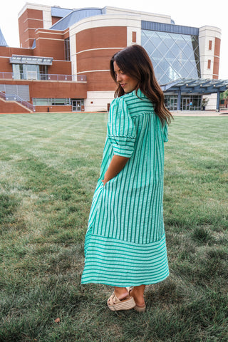 Pretty Please Striped Midi • Green
