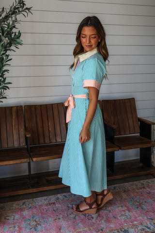 Sensational Stripes Pocket Dress • Green Multi