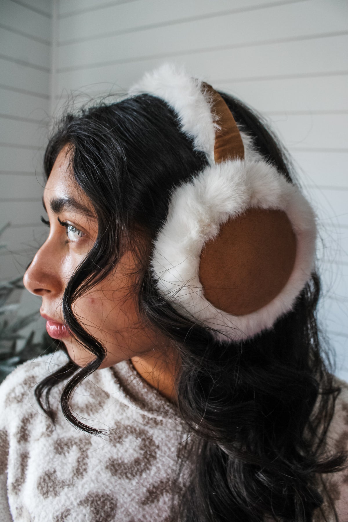 Winter Warmth Shearling Lined Earmuff • Camel