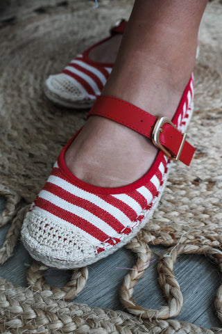 Madeline Espadrille Ballet Flat • Red Stripe