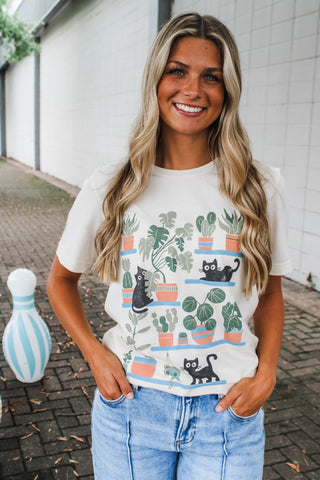 Purr-fectly Planted Graphic Tee • Cream