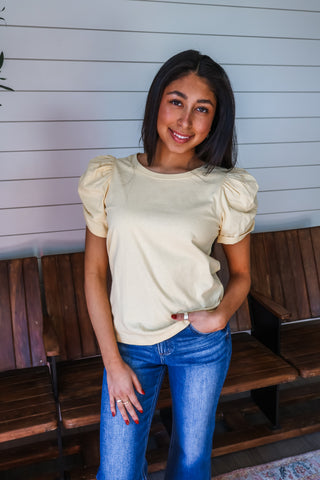 Peyton Puff Sleeve Top • Butter Yellow