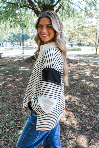 Ember Striped Pullover • Cream/Black - FINAL SALE